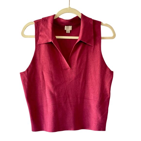 a new day Tops - A New Day Women’s Sleeveless Collared Knit Top Size XL – Deep Pink Stretchy